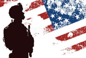Silhouette of Soldier on Flag